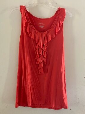 Merona Coral-Red Ruffle Front Sleeveless Camisole